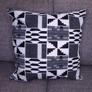 African pillow cover | White / black Kente / - Decorative pillow 45x45cm - 100% Cotton